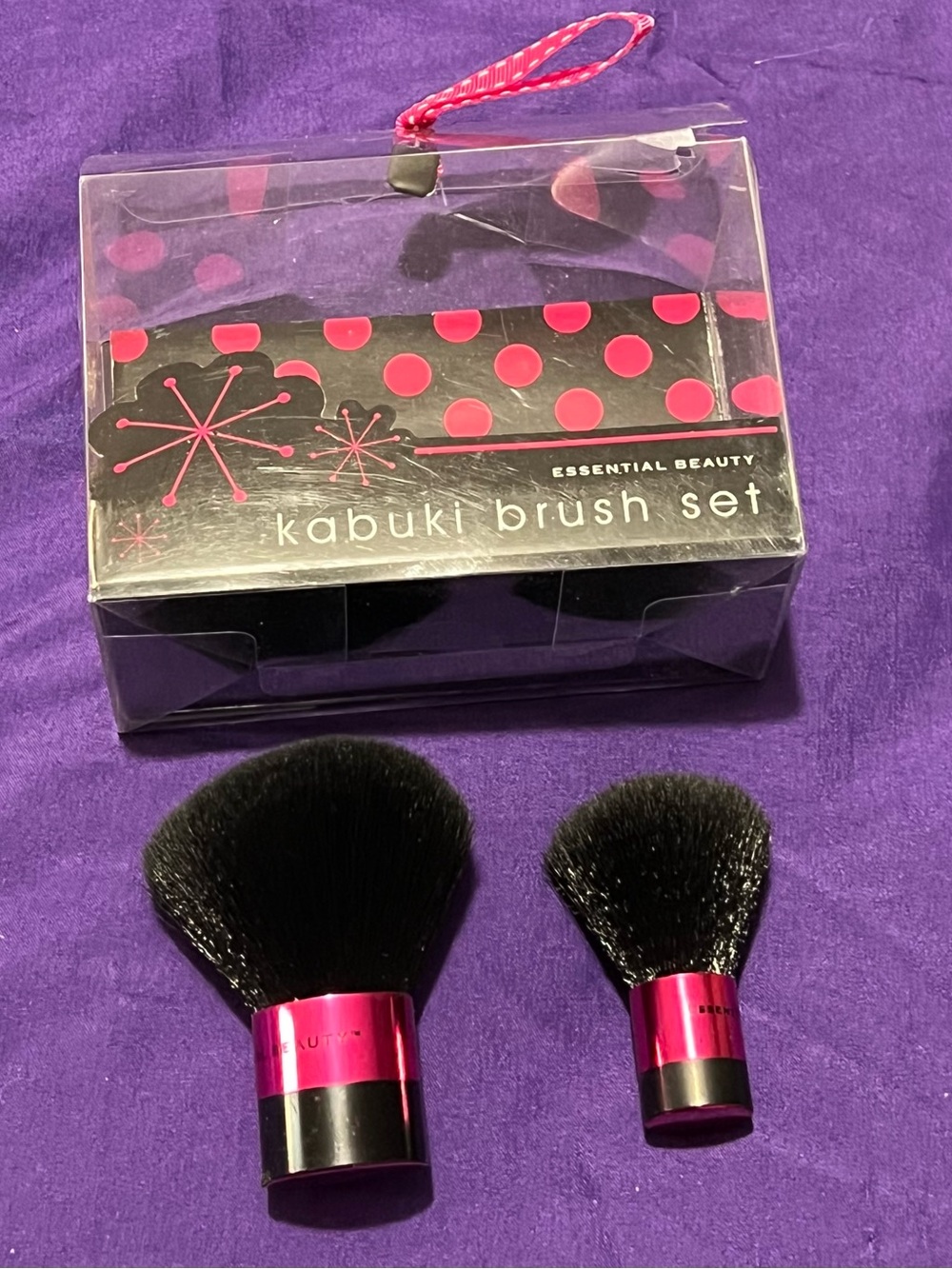 Kabuki Brush Set - Pink & Black Handles